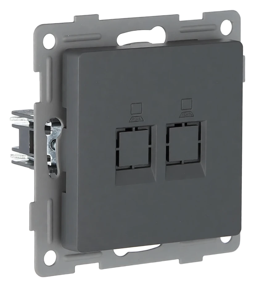 Розетка RJ45 (cat 5e) 2-я тёмн. серая Софт-тач